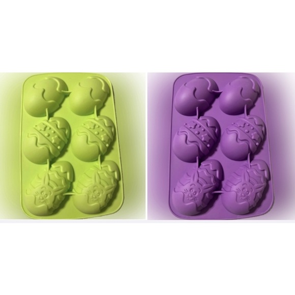 Easter Egg Silicone Mold Set DIY Baking Easter Decorations Green Purple Holiday - Picture 1 of 4